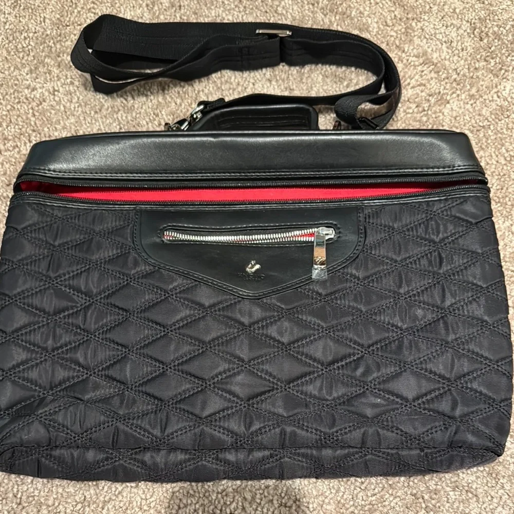Black Quilted Knomo London Bag with Red Accents